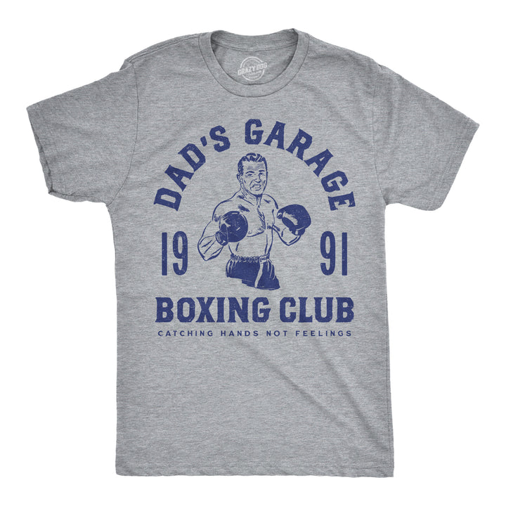 Funny Light Heather Grey - Dads Garage Dads Garage Boxing Club Mens T Shirt Nerdy sarcastic Tee