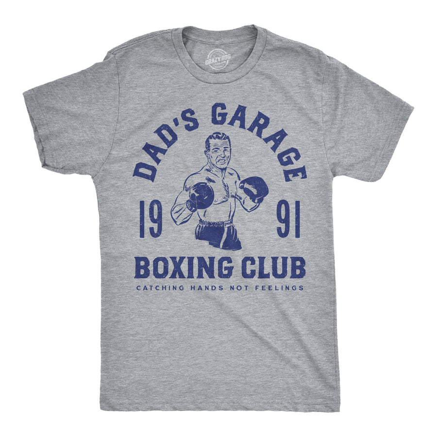 Funny Light Heather Grey - Dads Garage Dads Garage Boxing Club Mens T Shirt Nerdy sarcastic Tee