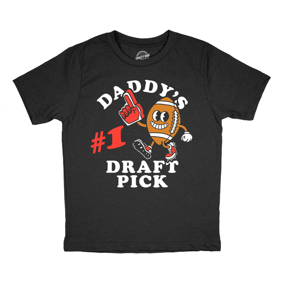 Funny Heather Black - Draft Pick Daddys Number 1 Draft Pick Youth T Shirt Nerdy football Tee