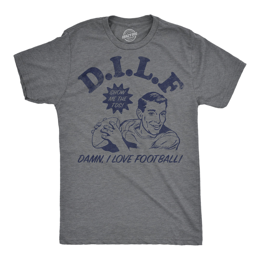 Funny Dark Heather Grey - DILF Football DILF Damn I Love Football Mens T Shirt Nerdy football Tee