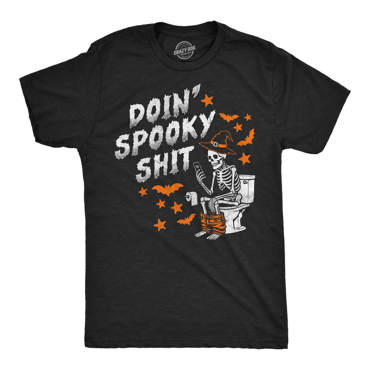Funny Heather Black - Doin Spooky Shit Doin Spooky Shit Mens T Shirt Nerdy Halloween toilet Tee