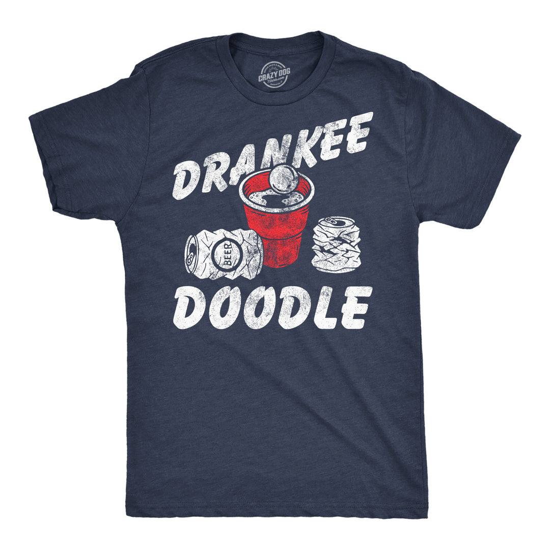 Funny Heather Navy - Drankee Doodle Drankee Doodle Mens T Shirt Nerdy Fourth Of July drinking Tee
