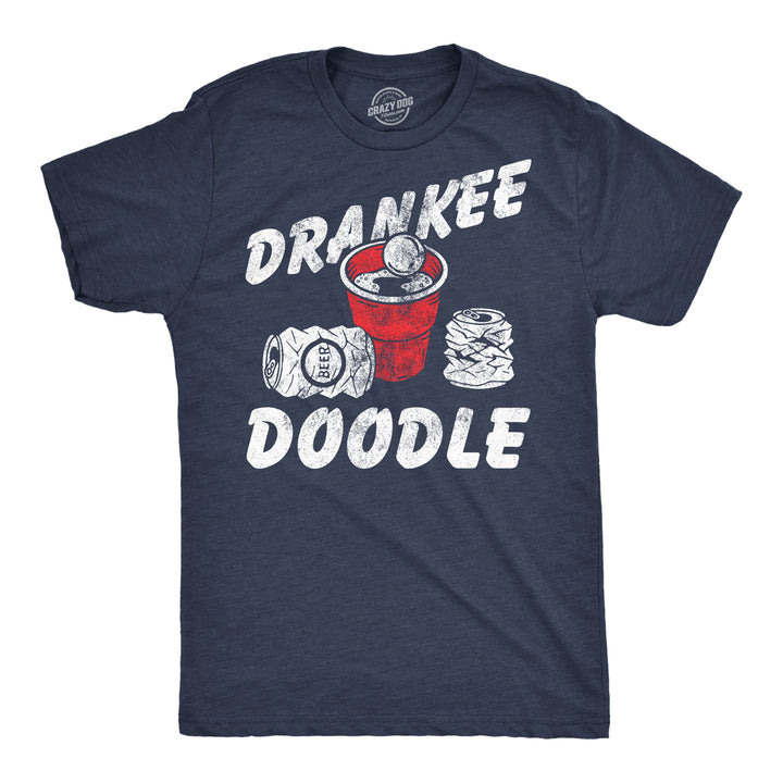 Funny Heather Navy - Drankee Doodle Drankee Doodle Mens T Shirt Nerdy Fourth Of July drinking Tee