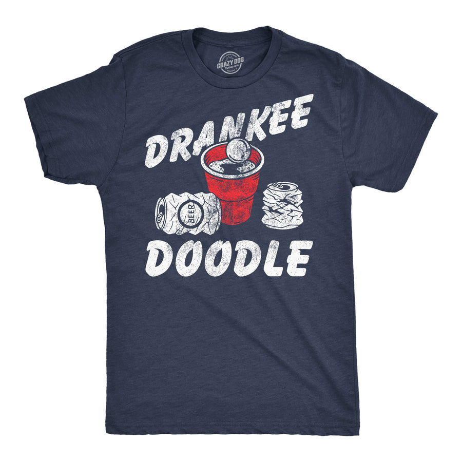 Funny Heather Navy - Drankee Doodle Drankee Doodle Mens T Shirt Nerdy Fourth Of July drinking Tee