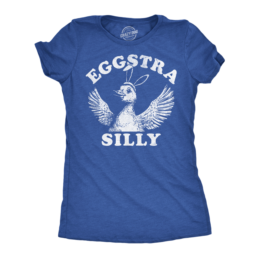 Funny Heather Royal - Eggstra Silly Eggstra Silly Womens T Shirt Nerdy Easter animal sarcastic Tee