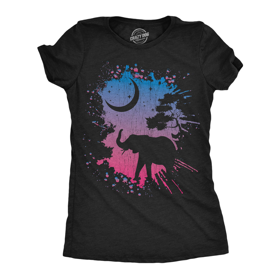 Funny Heather Black - Elephant Moon Elephant Moon Womens T Shirt Nerdy animal Tee
