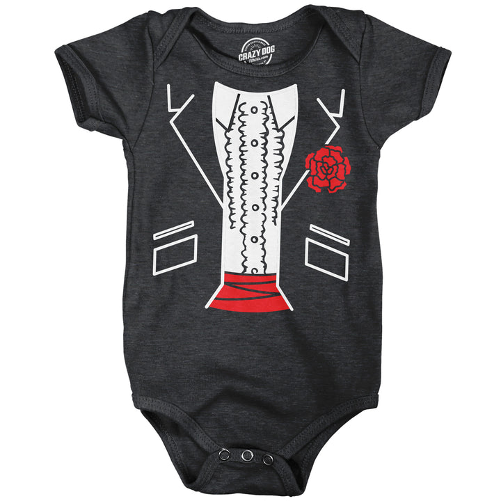 Funny Heather Black - Fancy Tux Fancy Tuxedo Onesie Nerdy sarcastic Tee