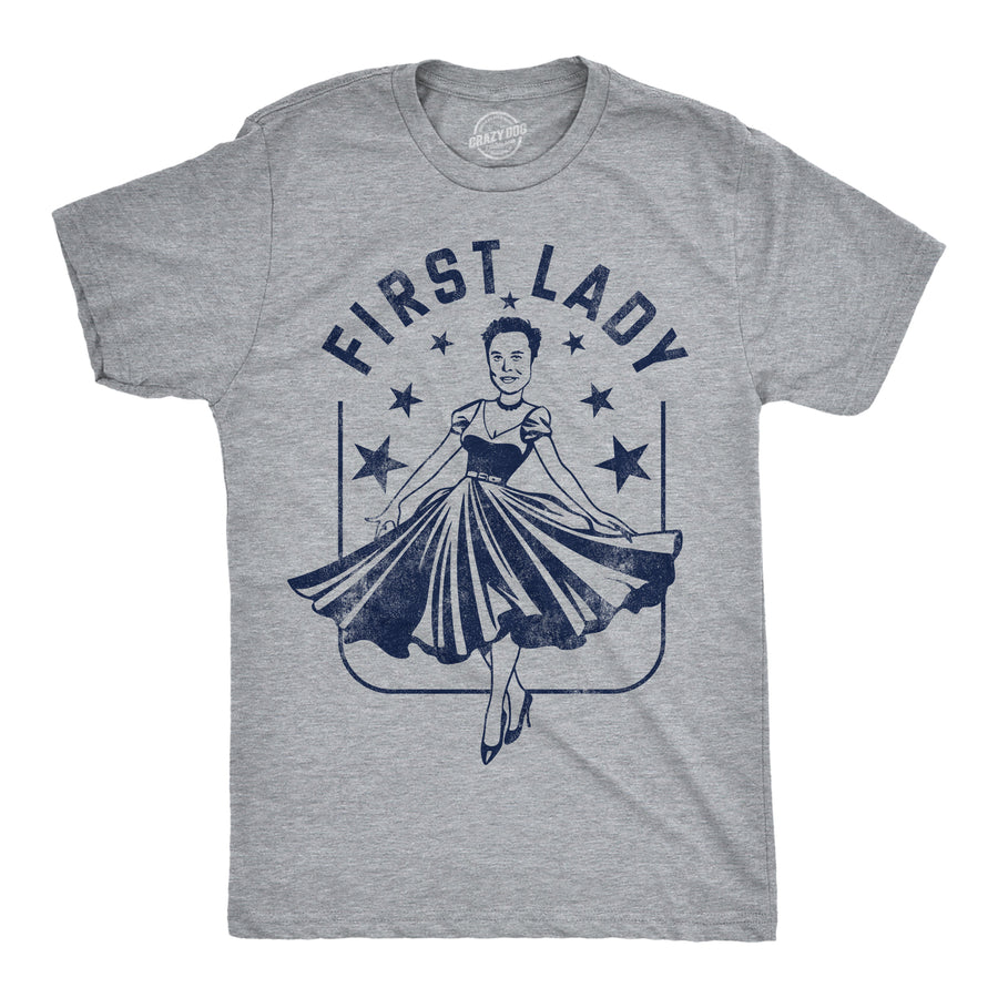 Funny Light Heather Grey - First Lady Elon First Lady Elon Mens T Shirt Nerdy Political sarcastic Tee