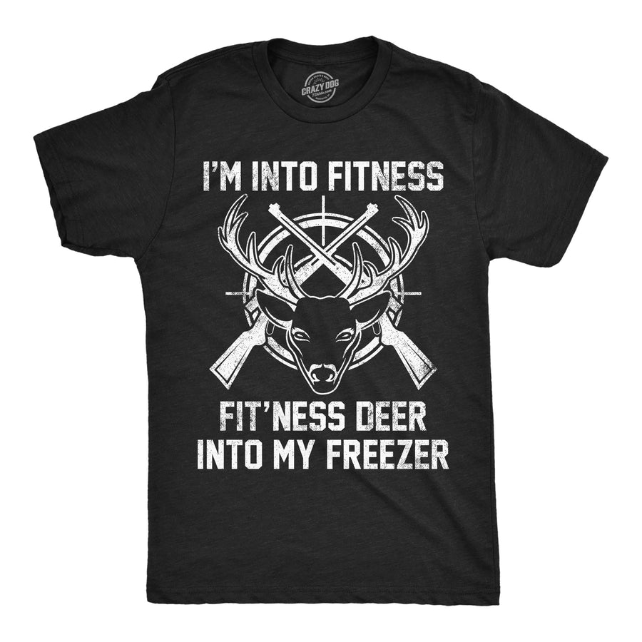 Funny Heather Black - Fitness Deer Im Into Fitness Fitness Deer Into My Freezer Mens T Shirt Nerdy sarcastic hunting Tee
