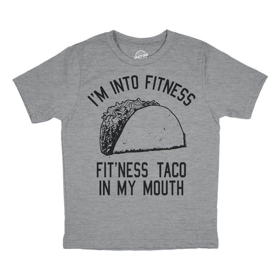 Funny Light Heather Grey - TACO Fitness Taco Youth T Shirt Nerdy Fitness Food Tee