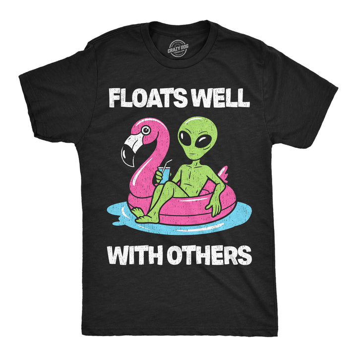 Funny Heather Black - Floats Well Floats Well With Others Mens T Shirt Nerdy Vacation Tee