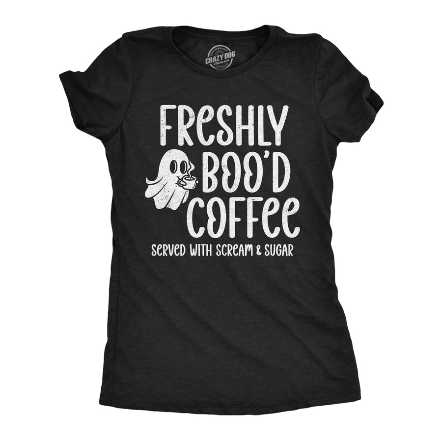 Funny Heather Black - Freshly Bood Freshly Bood Coffee Womens T Shirt Nerdy Halloween sarcastic coffee Tee