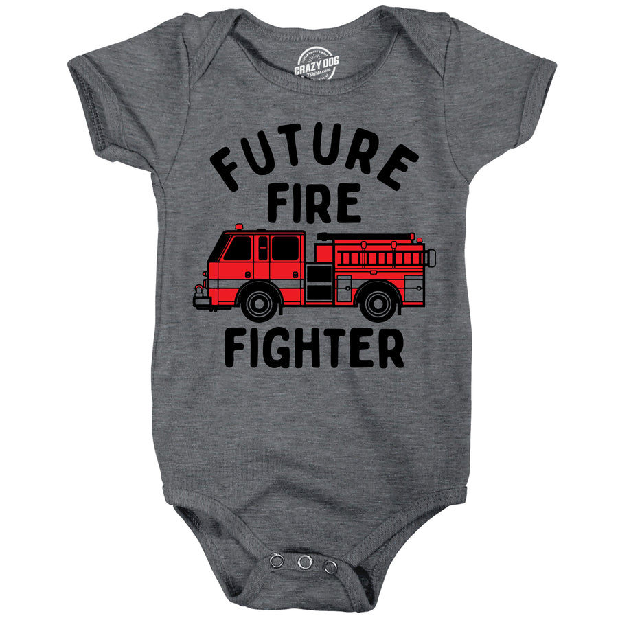 Funny Dark Heather Grey - Future Fire Fighter Future Fire Fighter Onesie Nerdy sarcastic Tee