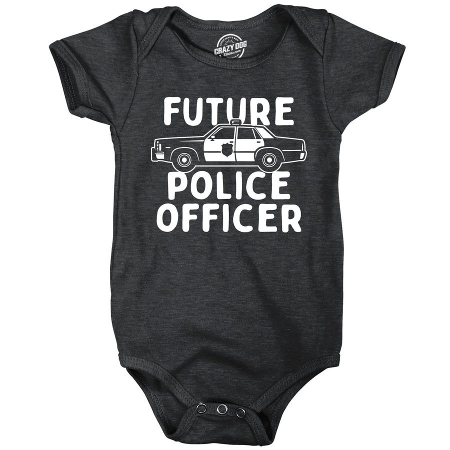 Funny Heather Black - Future Police Future Police Officer Onesie Nerdy sarcastic Tee