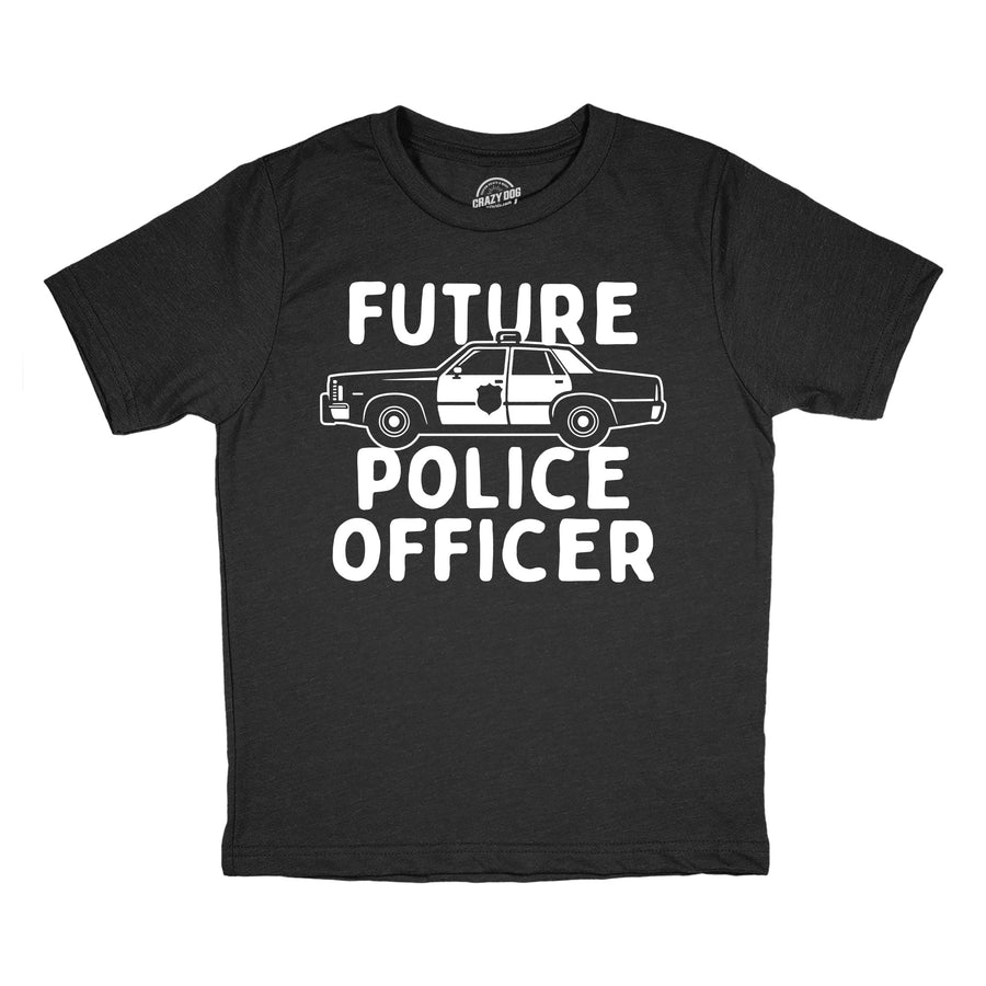 Funny Heather Black - Future Police Future Police Officer Youth T Shirt Nerdy sarcastic Tee