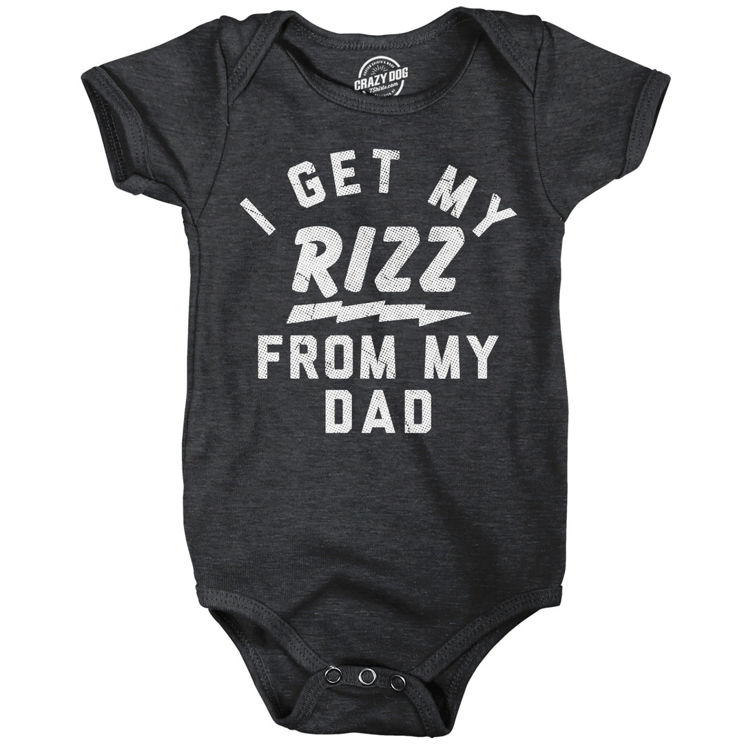 Funny Heather Black - Rizz From Dad I Get My Rizz From My Dad Onesie Nerdy sarcastic Tee
