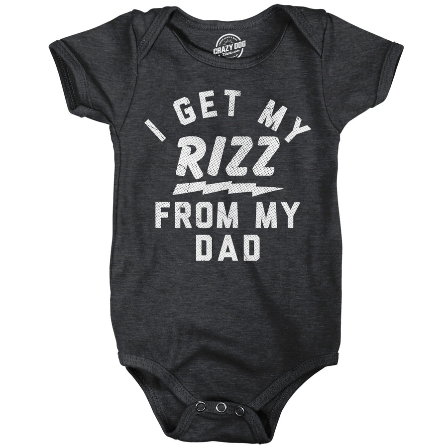 Funny Heather Black - Rizz From Dad I Get My Rizz From My Dad Onesie Nerdy sarcastic Tee