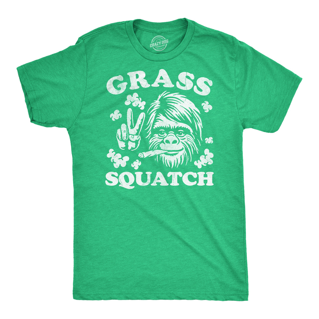 Funny Heather Green - Grass Squatch Grass Squatch Mens T Shirt Nerdy 420 sarcastic Tee