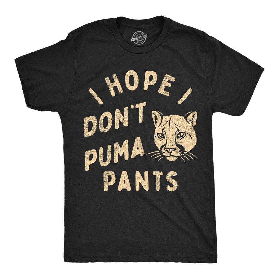 Funny Heather Black - Puma Pants I Hope I Dont Puma Pants Mens T Shirt Nerdy cat Tee