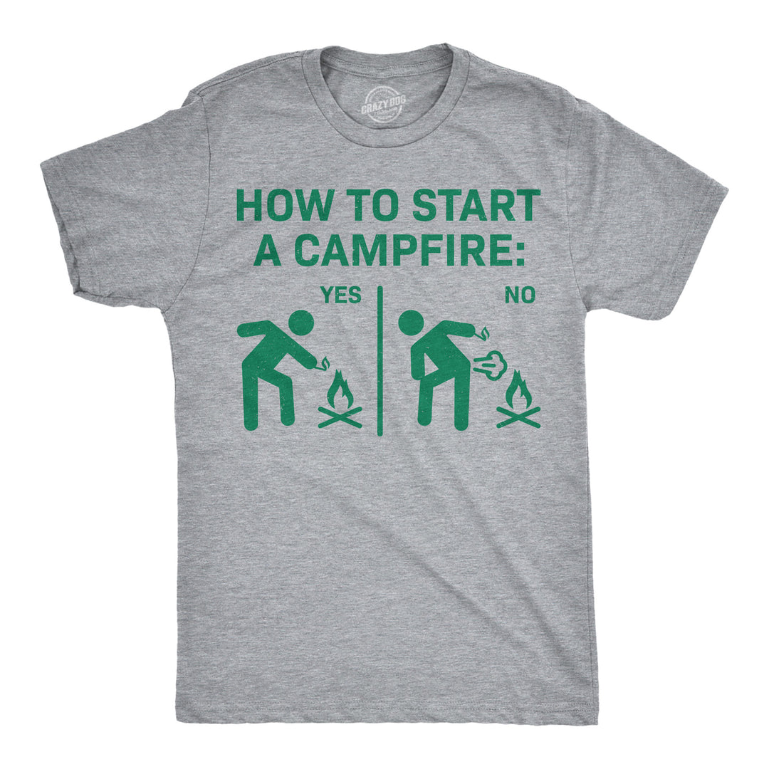 Funny Light Heather Grey - Campfire How To Start A Campfire Mens T Shirt Nerdy camping sarcastic Tee