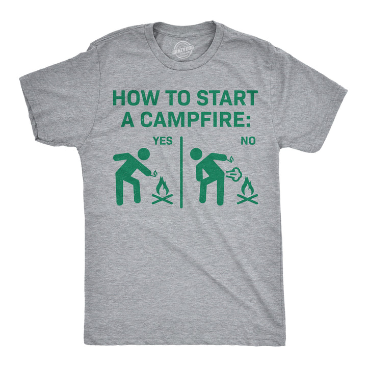 Funny Light Heather Grey - Campfire How To Start A Campfire Mens T Shirt Nerdy camping sarcastic Tee