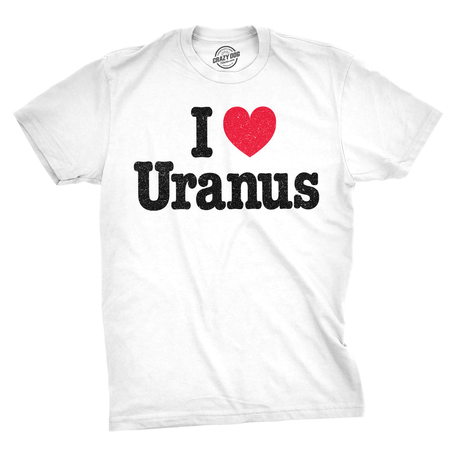 Funny White - Heart Uranus I Heart Uranus Mens T Shirt Nerdy space offensive Tee