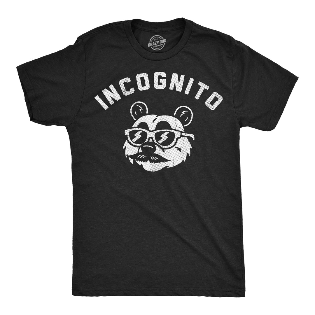 Funny Heather Black - Incognito Panda Incognito Panda Mens T Shirt Nerdy animal sarcastic Tee