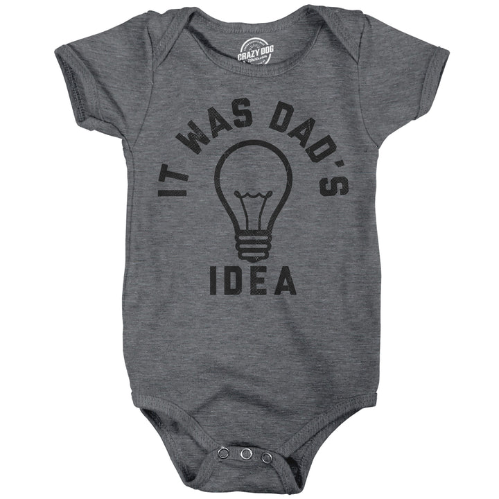 Funny Dark Heather Grey - Dads Idea It Was Dads Idea Onesie Nerdy sarcastic Tee