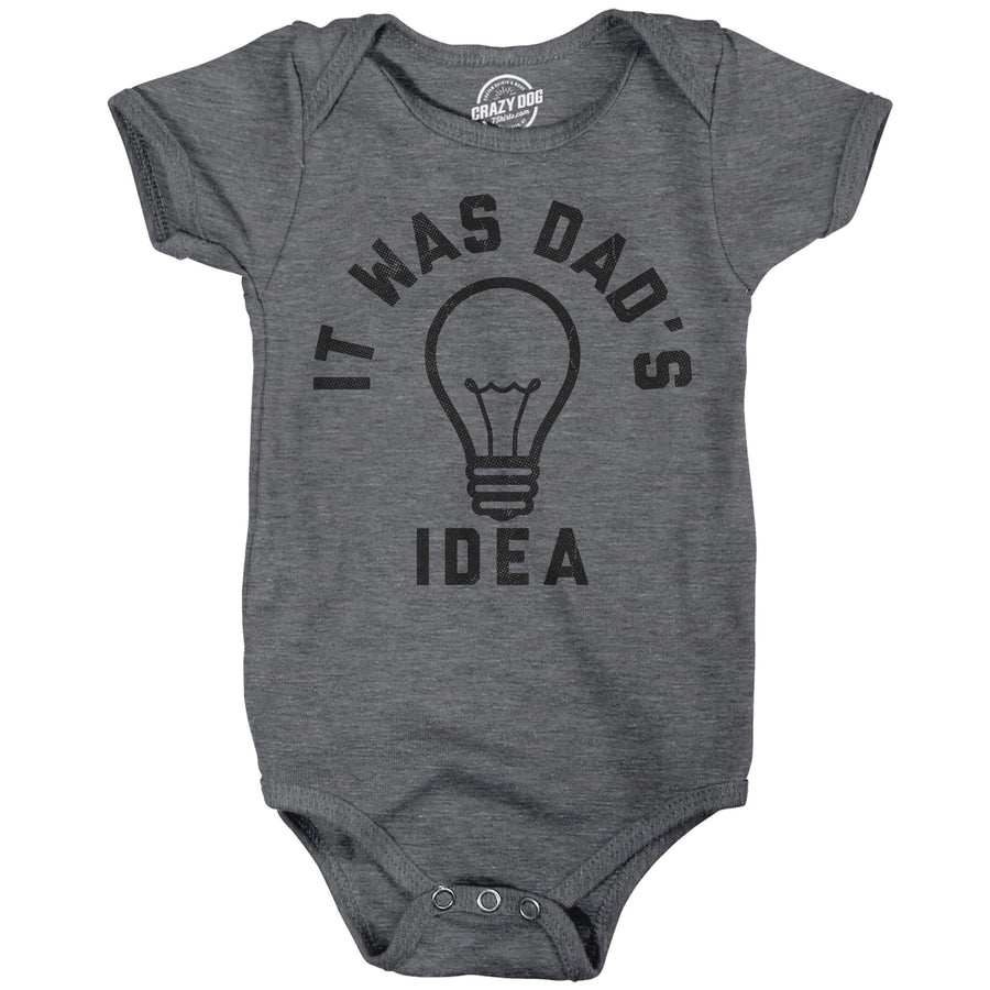 Funny Dark Heather Grey - Dads Idea It Was Dads Idea Onesie Nerdy sarcastic Tee