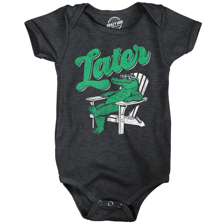 Funny Heather Black - Later Gator Later Gator Onesie Nerdy animal Tee
