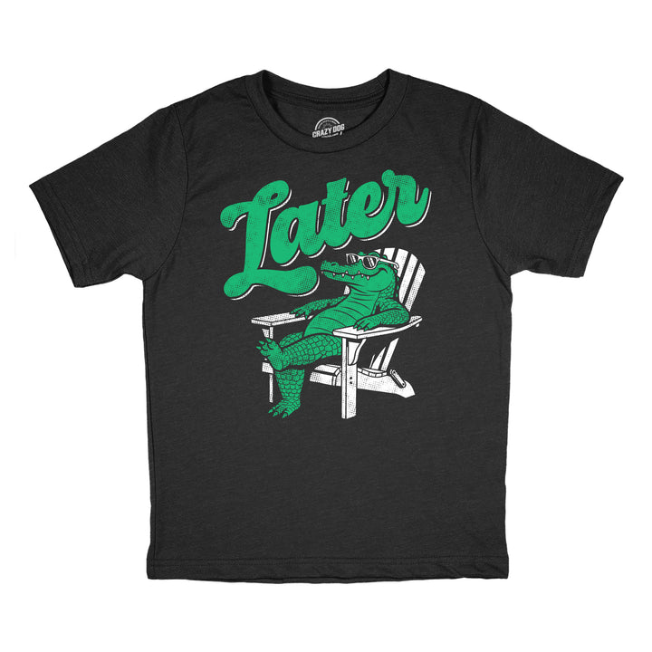 Funny Heather Black - Later Gator Later Gator Youth T Shirt Nerdy animal Tee
