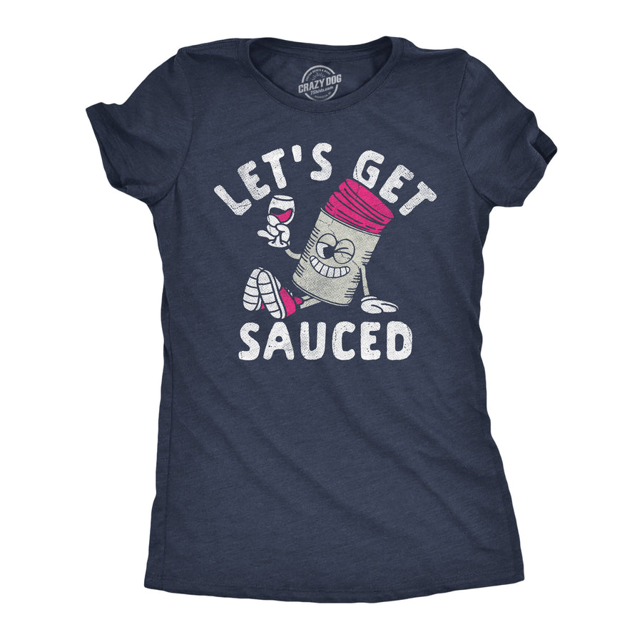 Funny Heather Navy - Sauced Cran Lets Get Sauced Cranberry Womens T Shirt Nerdy Thanksgiving drinking food Tee
