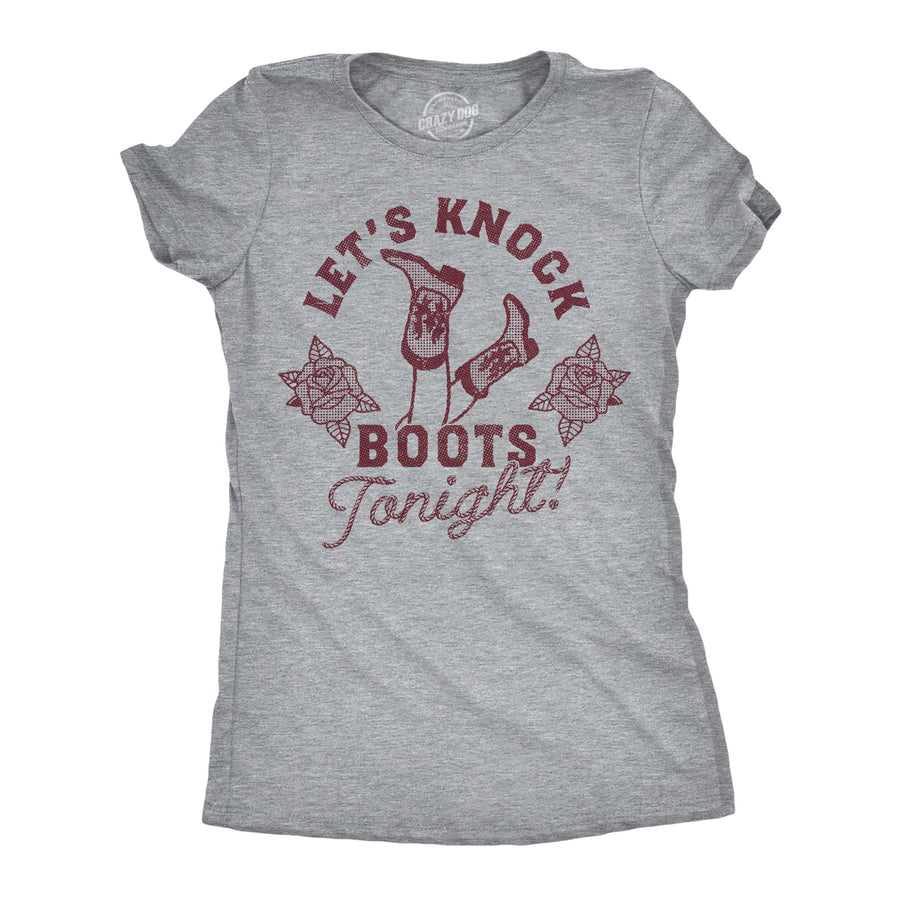 Funny Light Heather Grey - Knock Boots Lets Knock Boots Tonight Womens T Shirt Nerdy sex sarcastic Tee