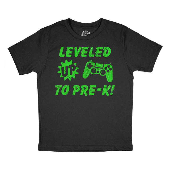 Funny Heather Black - Level Up Pre K Leveled Up To Pre K Youth T Shirt Nerdy Video Games Tee