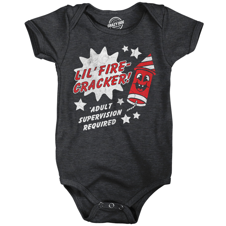 Funny Black - Lil Fire Cracker Lil Fire Cracker Onesie Nerdy Fourth Of July sarcastic Tee