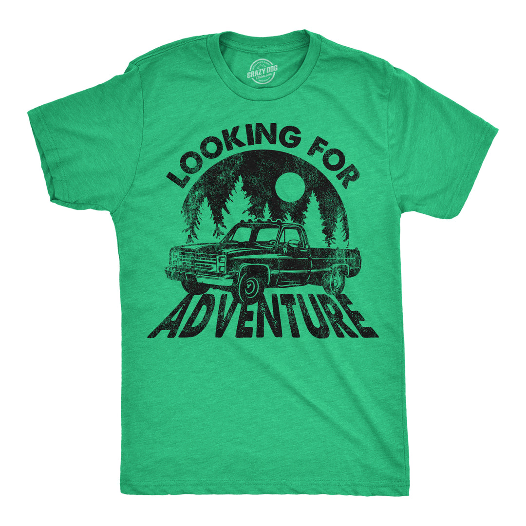 Funny Heather Green - Adventure Looking For Adventure Mens T Shirt Nerdy camping Tee