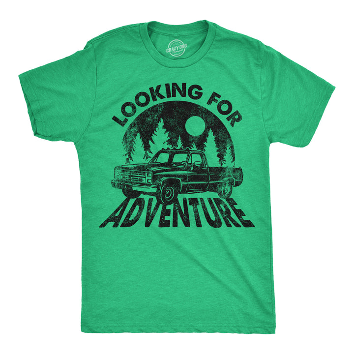 Funny Heather Green - Adventure Looking For Adventure Mens T Shirt Nerdy camping Tee