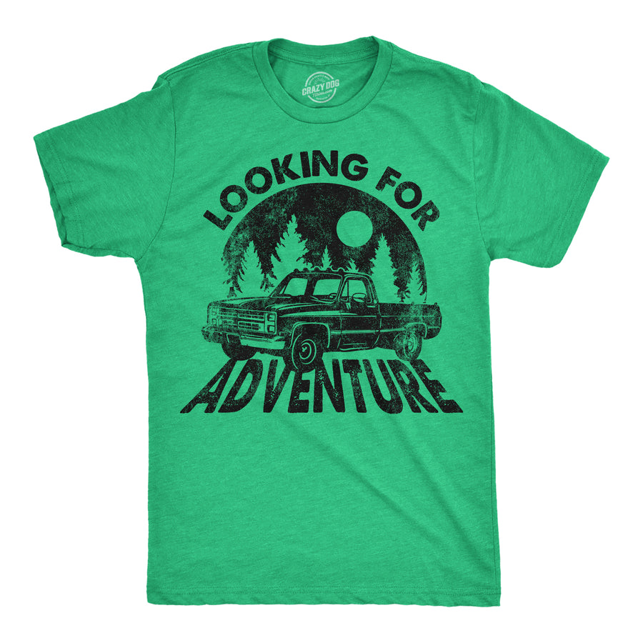Funny Heather Green - Adventure Looking For Adventure Mens T Shirt Nerdy camping Tee