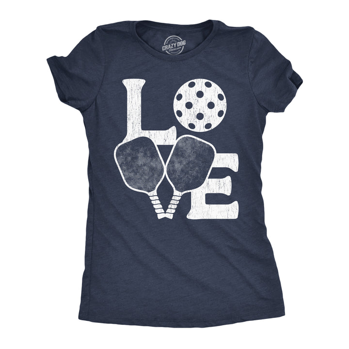 Funny Heather Navy - Love Pickleball Love Pickleball Womens T Shirt Nerdy Pickleball Tee