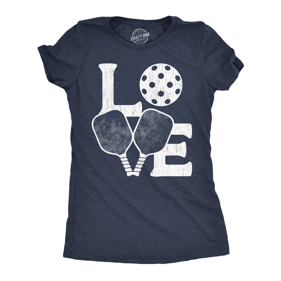 Funny Heather Navy - Love Pickleball Love Pickleball Womens T Shirt Nerdy Pickleball Tee