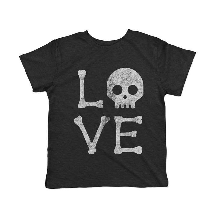 Funny Black Love Skull Toddler T Shirt Nerdy Halloween Tee