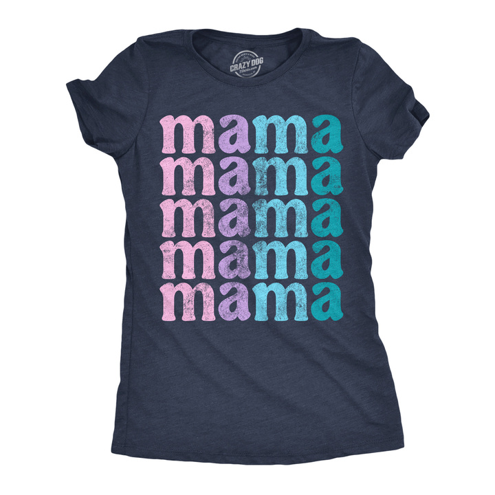 Funny Heather Navy - Mama Stacked Mama Stacked Womens T Shirt Nerdy Mother's Day Tee