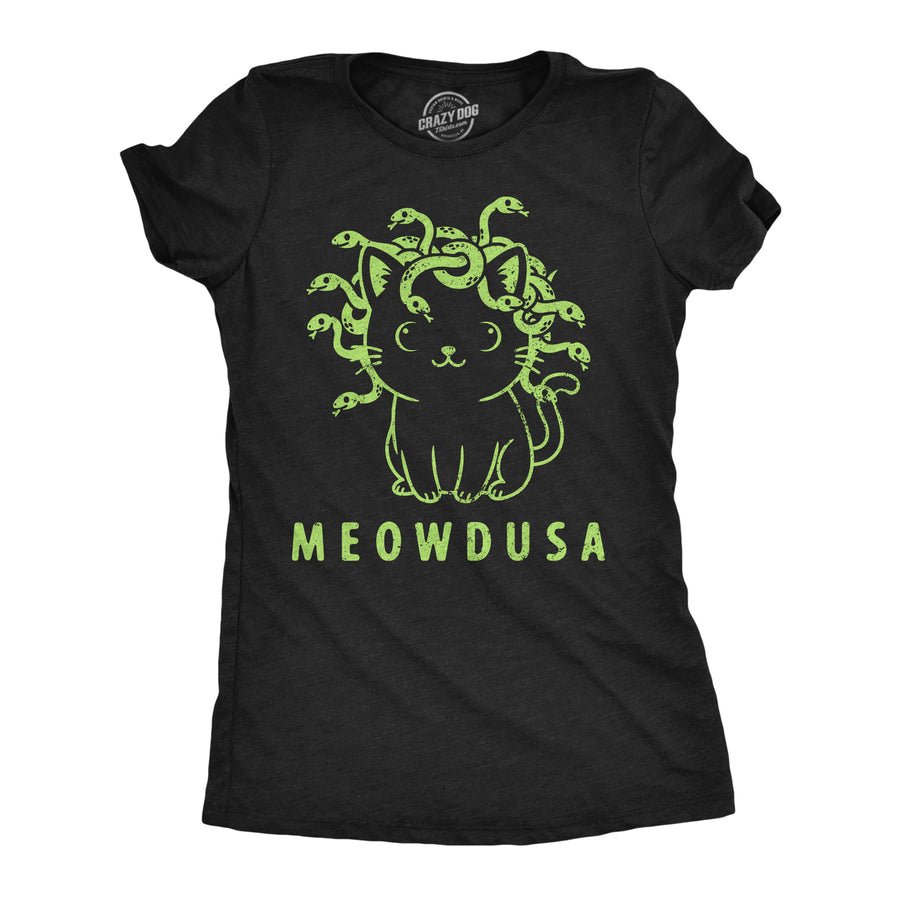 Funny Heather Black - Meowdusa Meowdusa Womens T Shirt Nerdy cat Tee