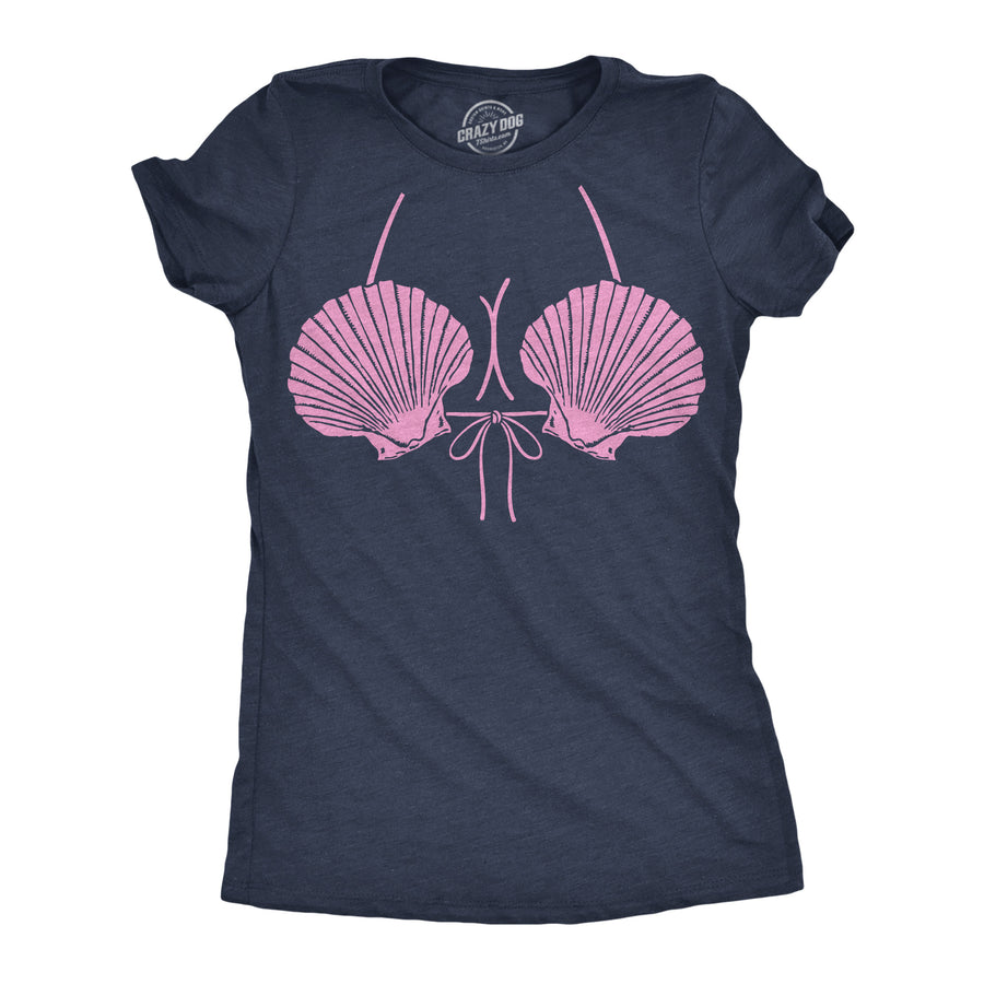 Funny Heather Navy - Mermaid Bikini Mermaid Bikini Womens T Shirt Nerdy Sarcastic Tee