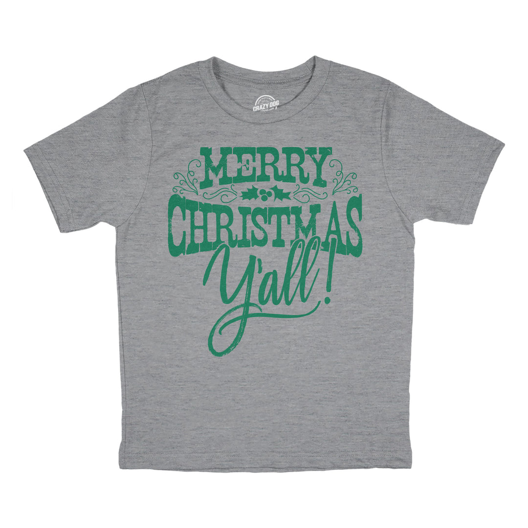 Funny Light Heather Grey - Merry Christmas Yall Merry Christmas Yall Youth T Shirt Nerdy Christmas Tee