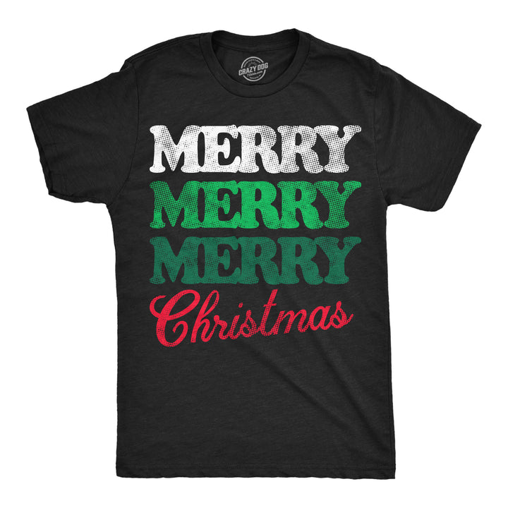 Funny Heather Black - Merry Merry Merry Merry Merry Merry Christmas Mens T Shirt Nerdy Christmas Tee