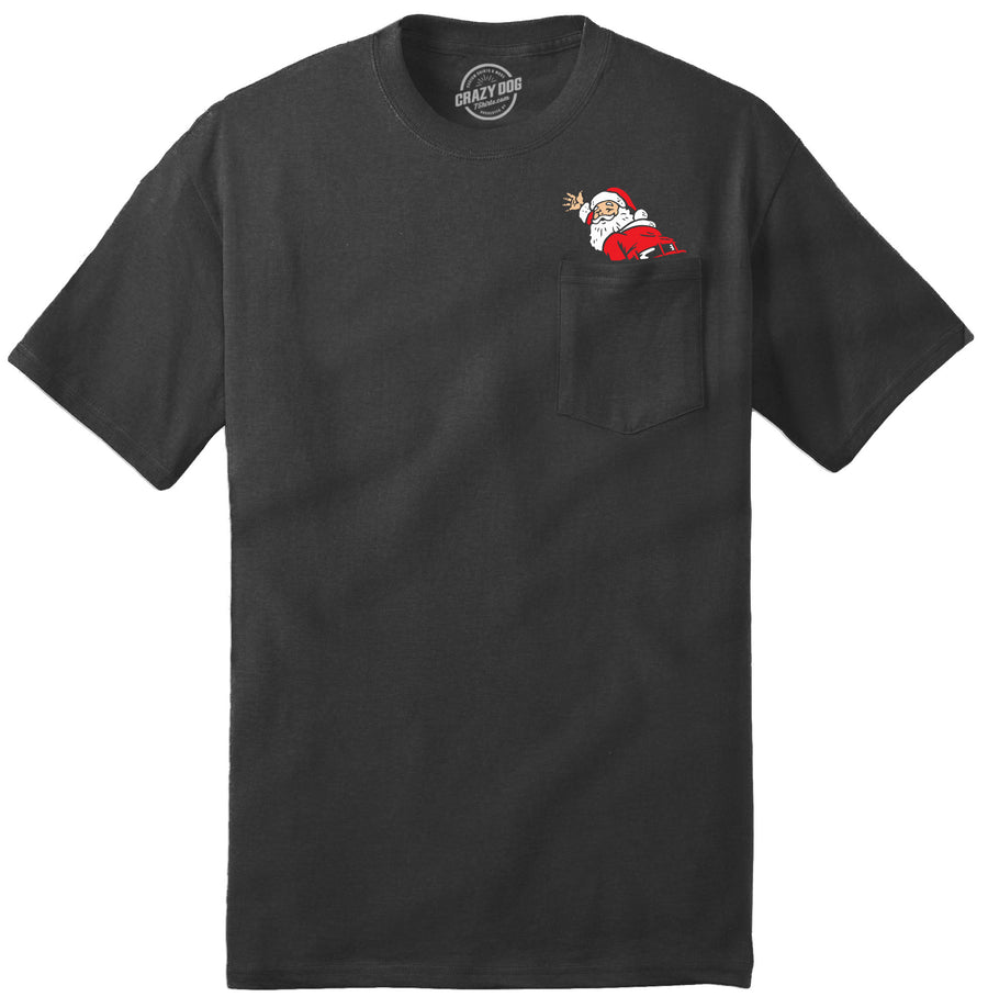 Funny Heather Black - Santa Mooning Mooning Santa Pocket Tee Mens T Shirt Nerdy Christmas offensive Tee
