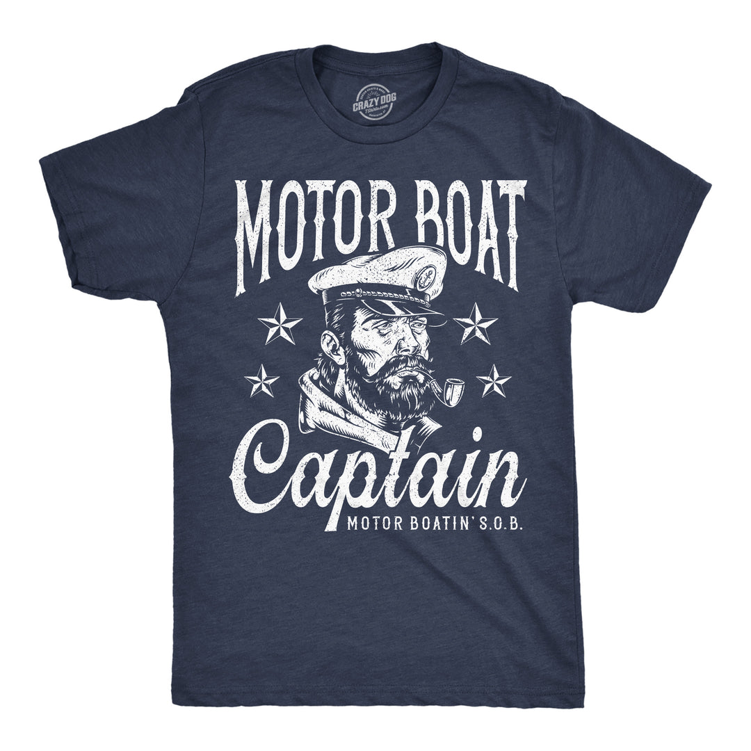 Funny Heather Navy - Motor Boat Motor Boat Captain Mens T Shirt Nerdy sarcastic Tee
