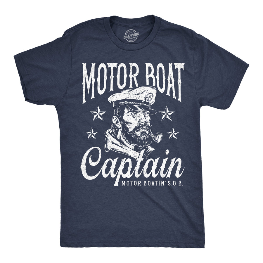 Funny Heather Navy - Motor Boat Motor Boat Captain Mens T Shirt Nerdy sarcastic Tee