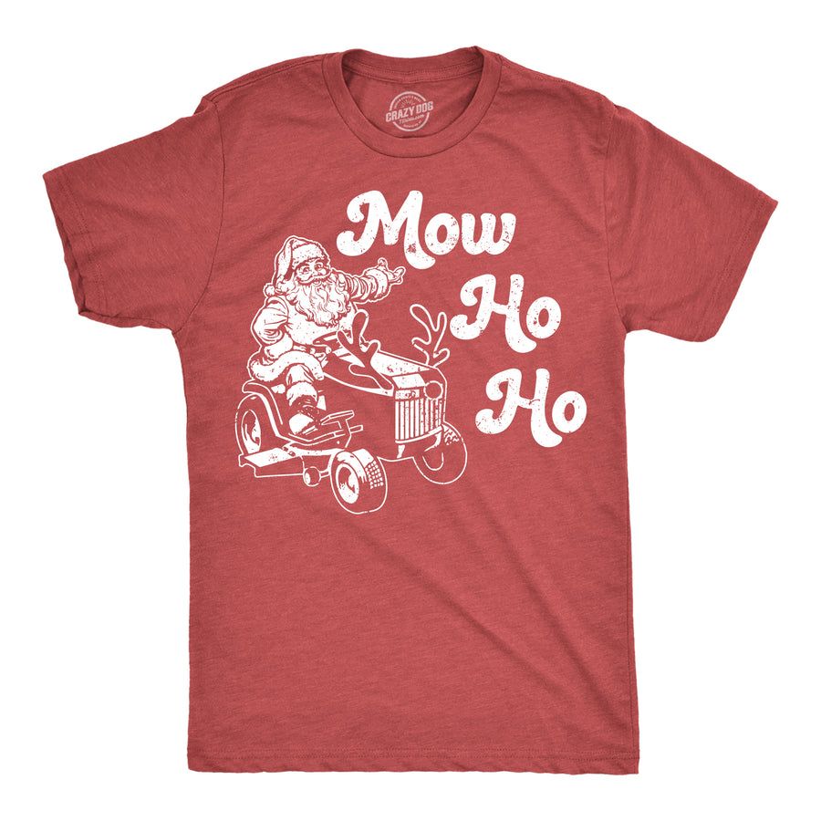 Funny Heather Red - Mow Ho Ho Mow Ho Ho Mens T Shirt Nerdy Christmas sarcastic Tee